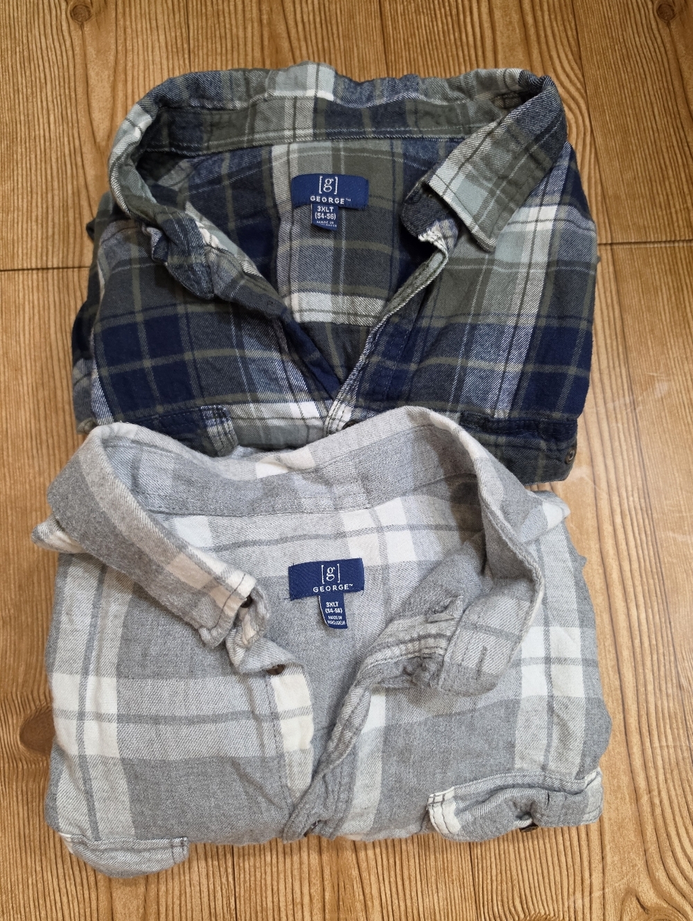 (2) George Button Up Fannels Mens 3XLT